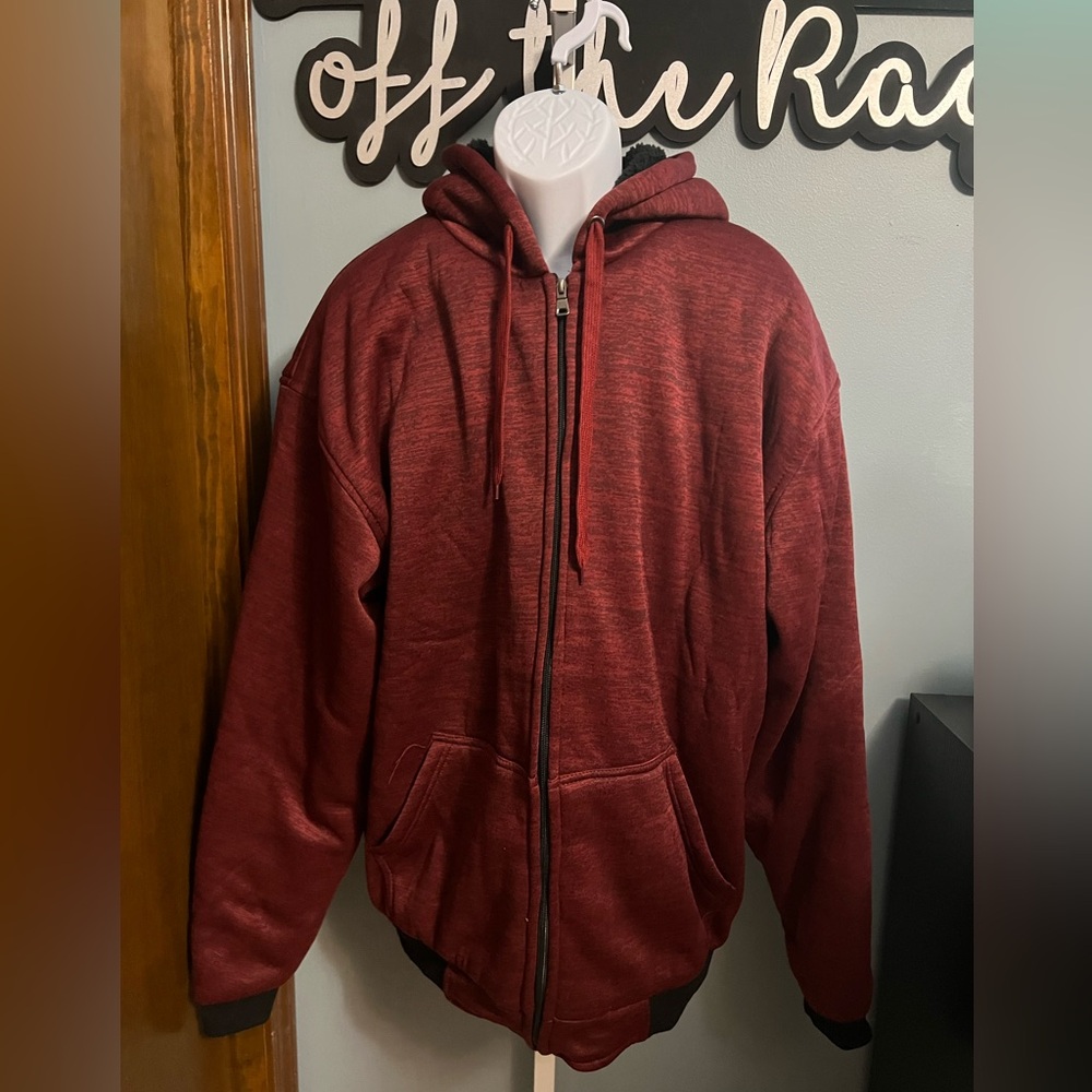 Big Ball Sports Red and Black Sherpa Lined Hoodie Jacket 2XL